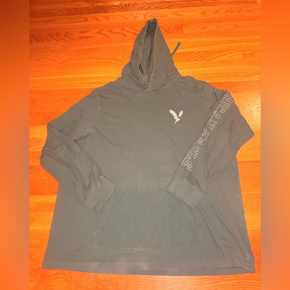 American Eagle Super Soft Hoodie XL Green Long Sleeve Logo Hooded Pullover